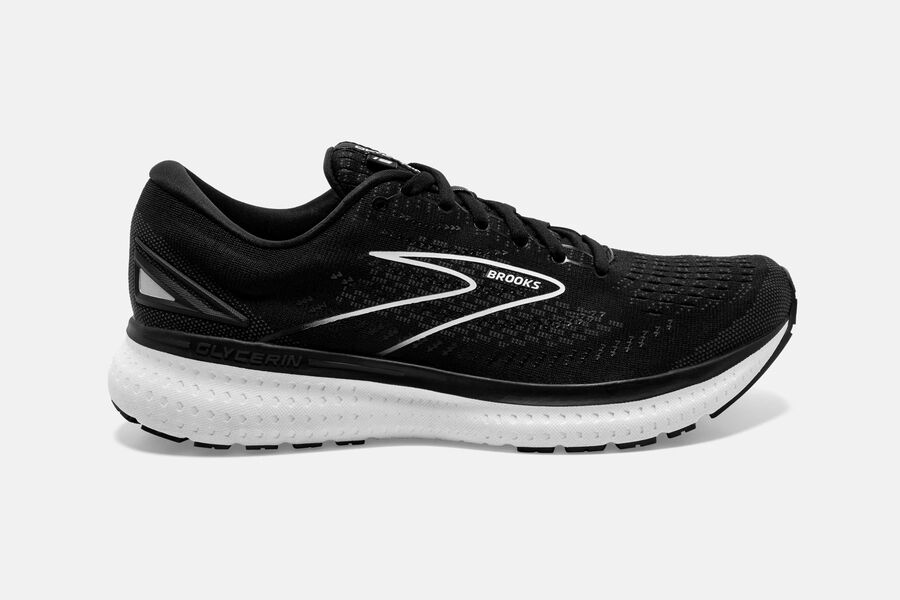 Brooks Glycerin 19 Road Running Shoes - Womens - Black/White - XM4893605